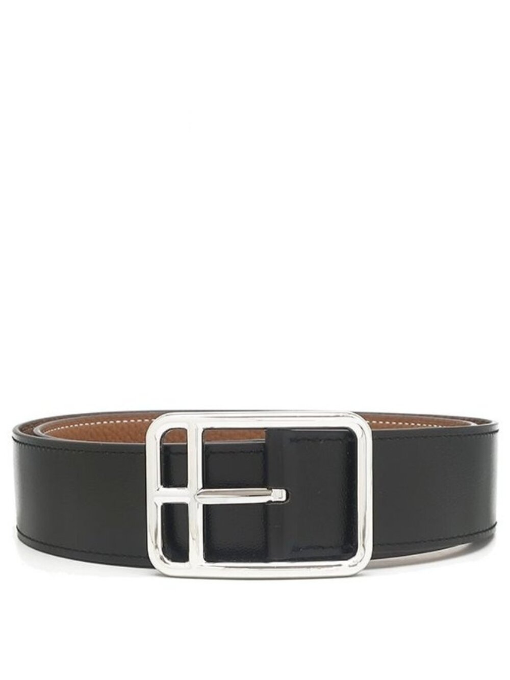 Hermes Belt Half Cod 38 Box Calf Togo Black Gold 85 Silver Reversible